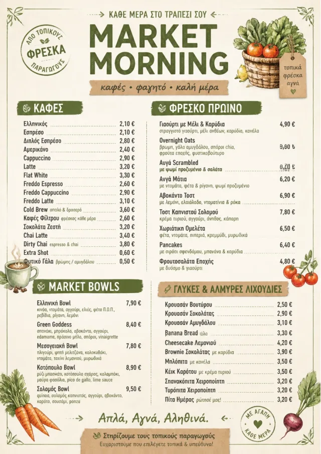 Farmers Market cafe-menu menu template preview
