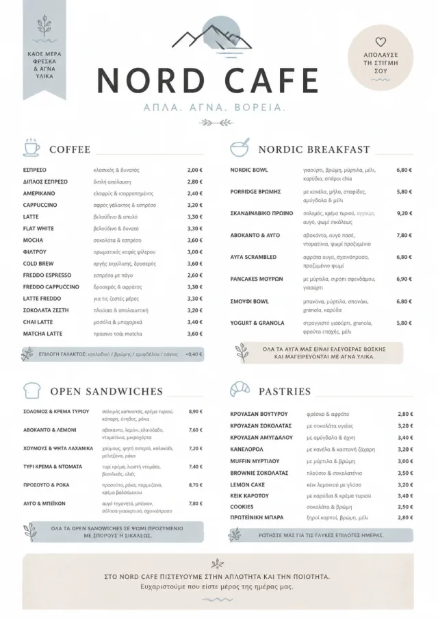 Nordic Clean cafe-menu menu template preview