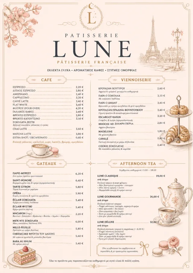French Patisserie cafe-menu menu template preview
