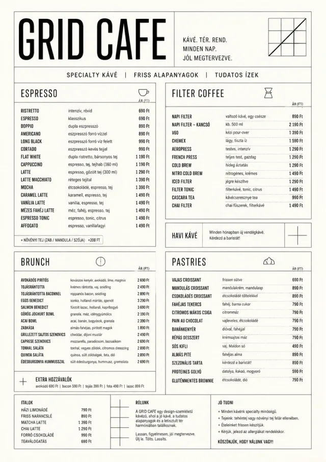 Architectural Grid cafe-menu menu template preview