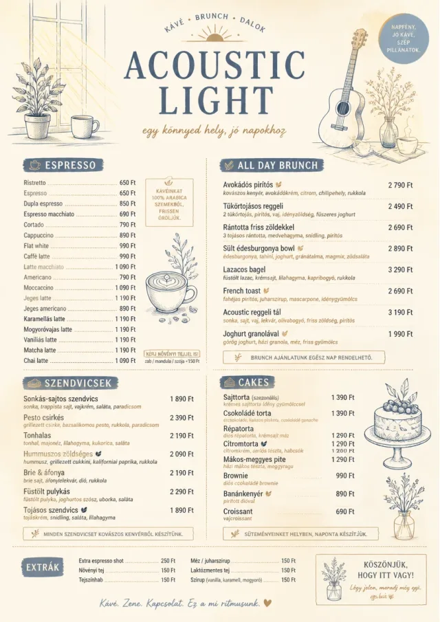 Acoustic Light cafe-menu menu template preview