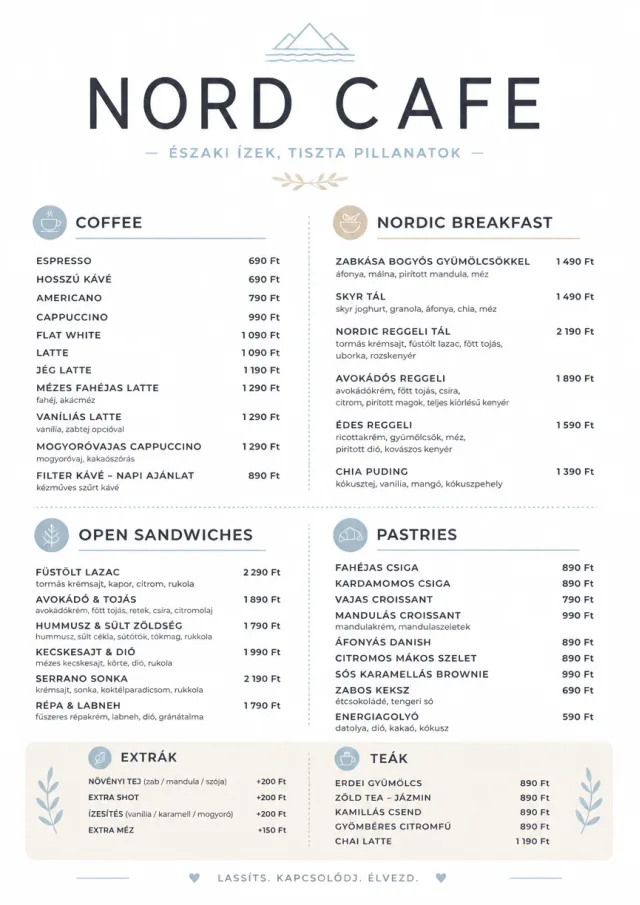 Nordic Clean cafe-menu menu template preview