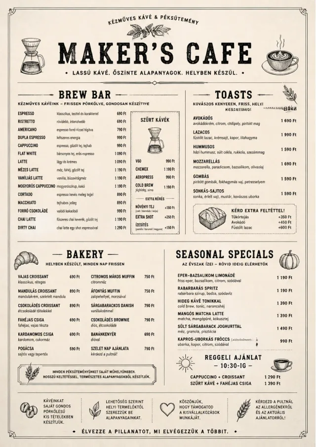 Craft Artisan cafe-menu menu template preview