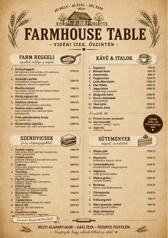 Rustic Farmhouse cafe-menu menu template preview