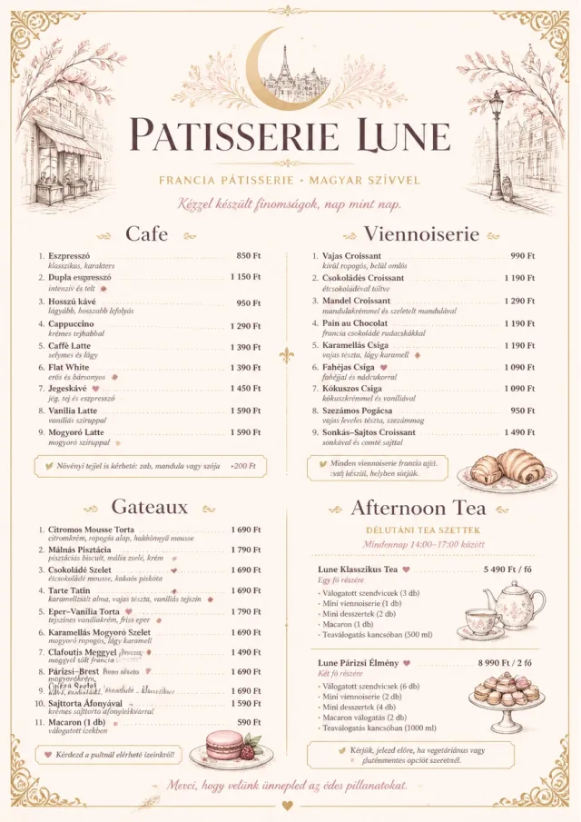 French Patisserie cafe-menu menu template preview