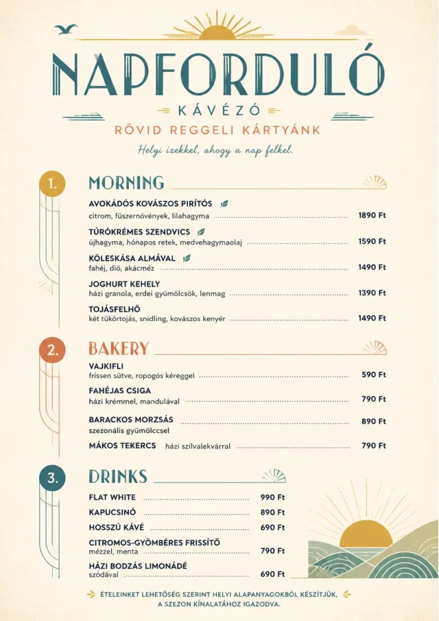 Sunrise Short Carte cafe-menu menu template preview