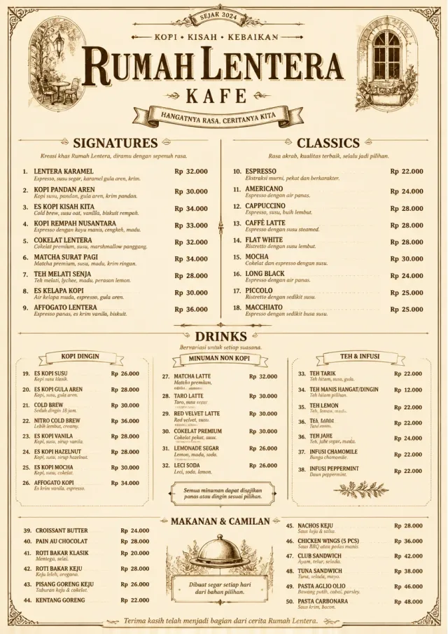 Vintage Classic cafe-menu menu template preview