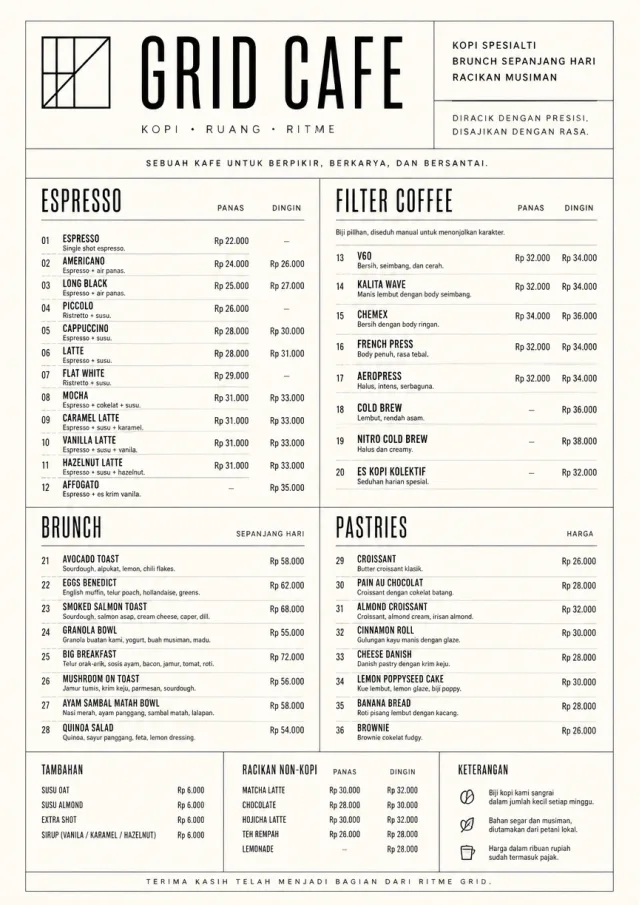 Architectural Grid cafe-menu menu template preview