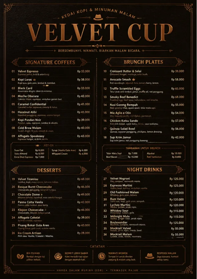 Speakeasy Leather cafe-menu menu template preview