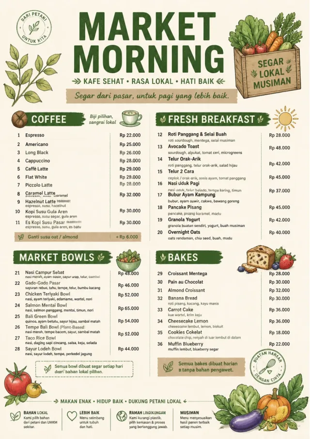 Farmers Market cafe-menu menu template preview