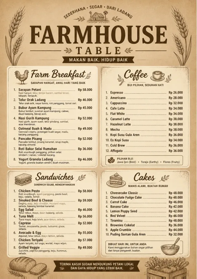 Rustic Farmhouse cafe-menu menu template preview