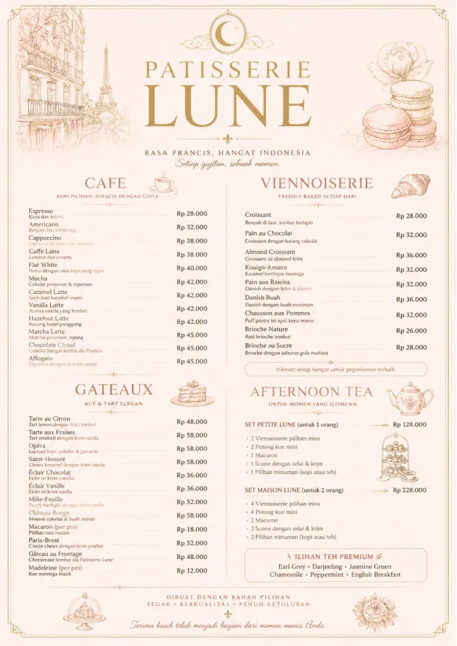 French Patisserie cafe-menu menu template preview