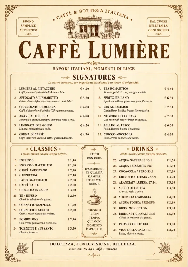 Vintage Classic cafe-menu menu template preview