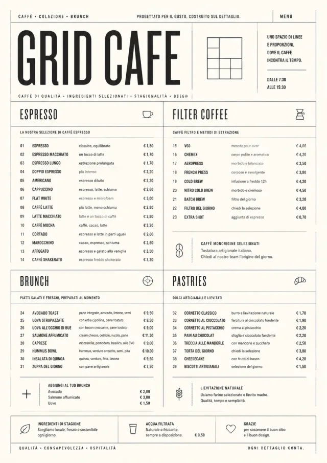 Architectural Grid cafe-menu menu template preview