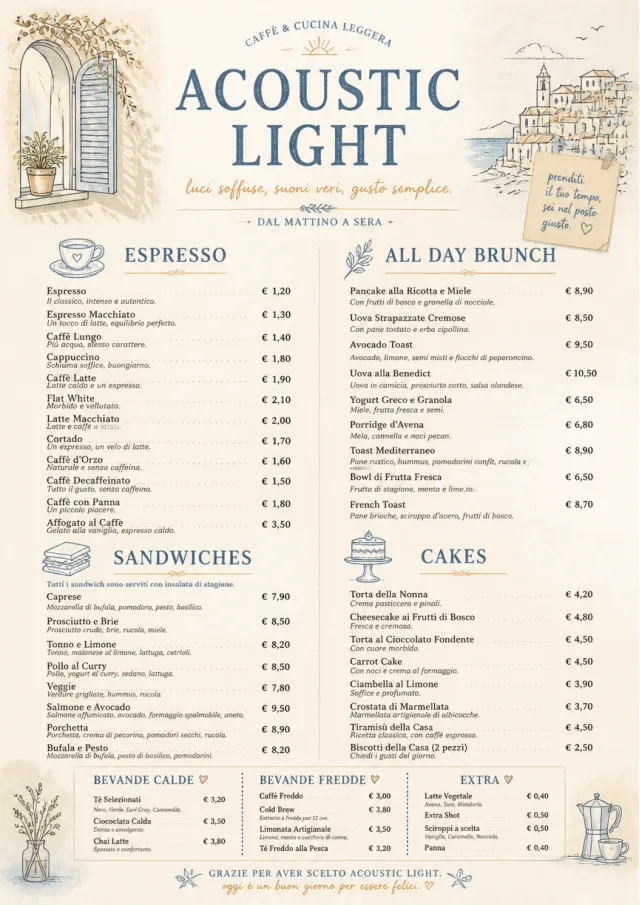 Acoustic Light cafe-menu menu template preview