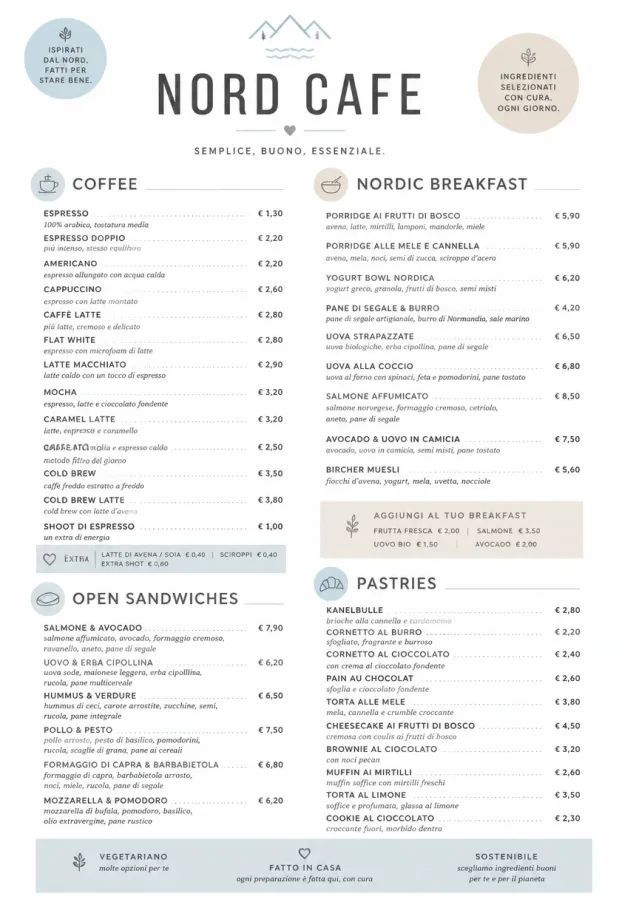 Nordic Clean cafe-menu menu template preview