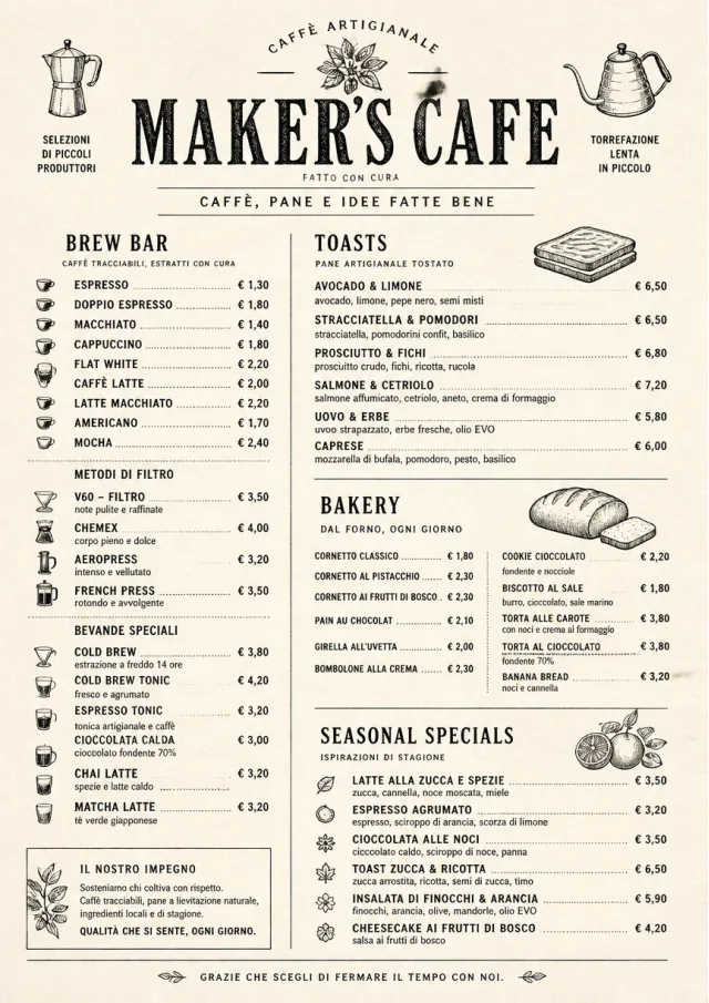 Craft Artisan cafe-menu menu template preview