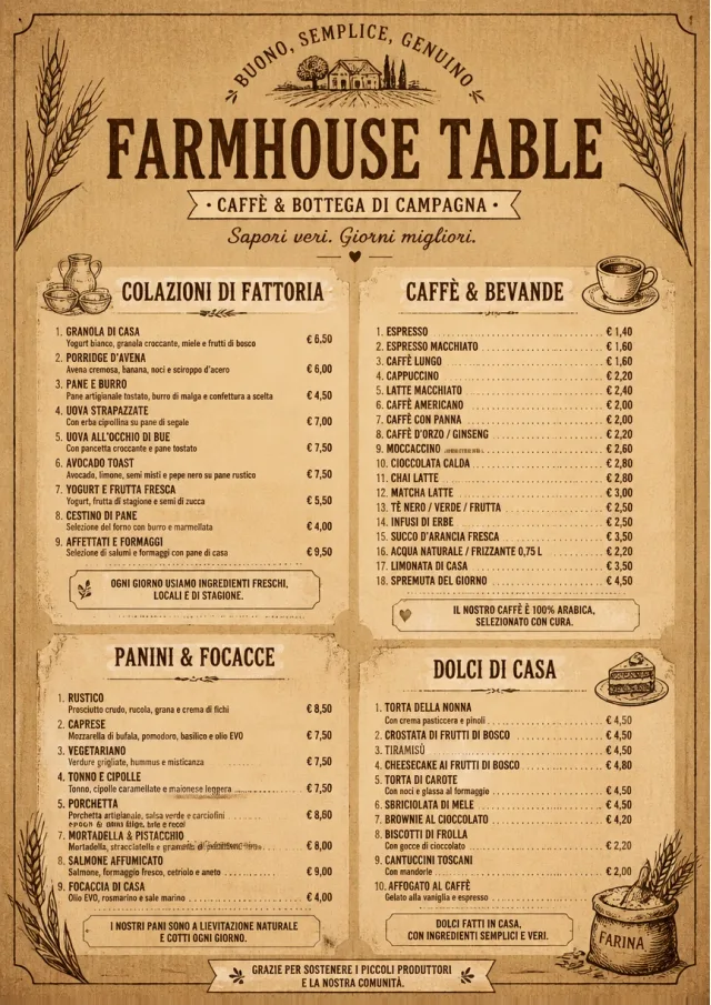 Rustic Farmhouse cafe-menu menu template preview