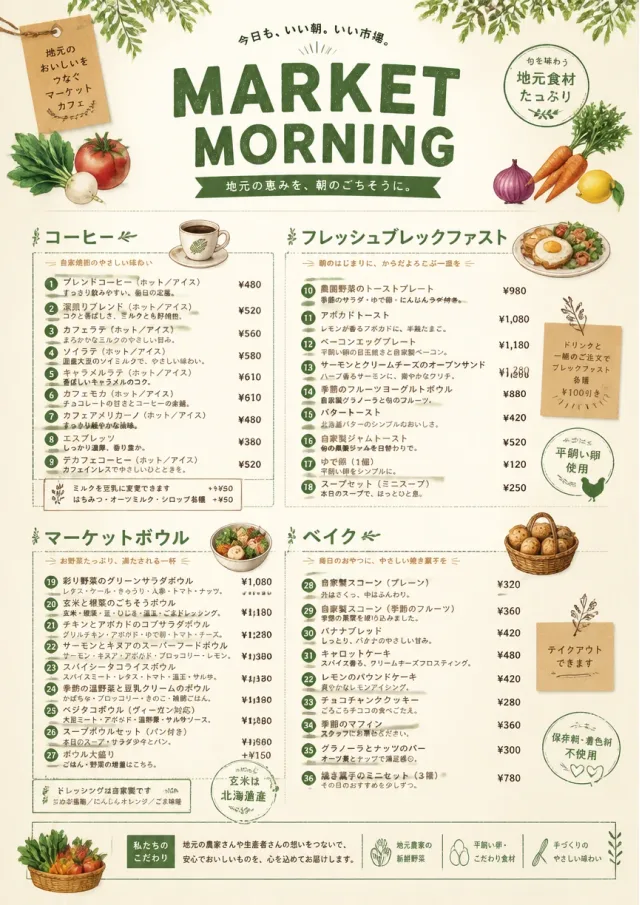 Farmers Market cafe-menu menu template preview