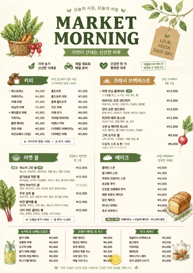 Farmers Market cafe-menu menu template preview