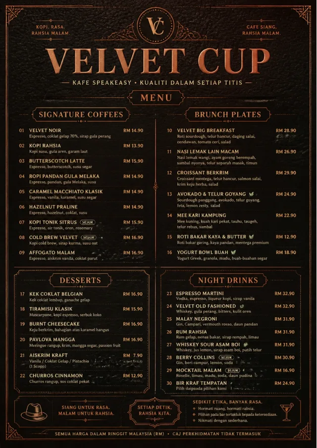 Speakeasy Leather cafe-menu menu template preview