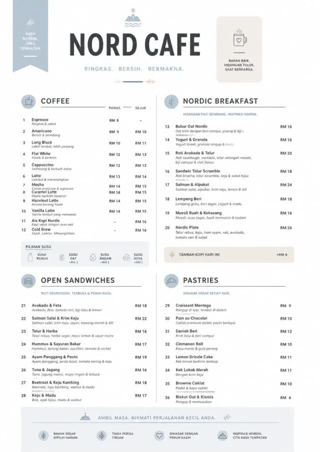 Nordic Clean cafe-menu menu template preview