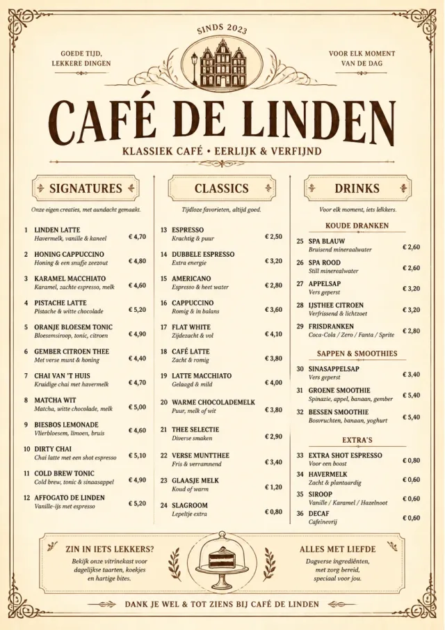 Vintage Classic cafe-menu menu template preview