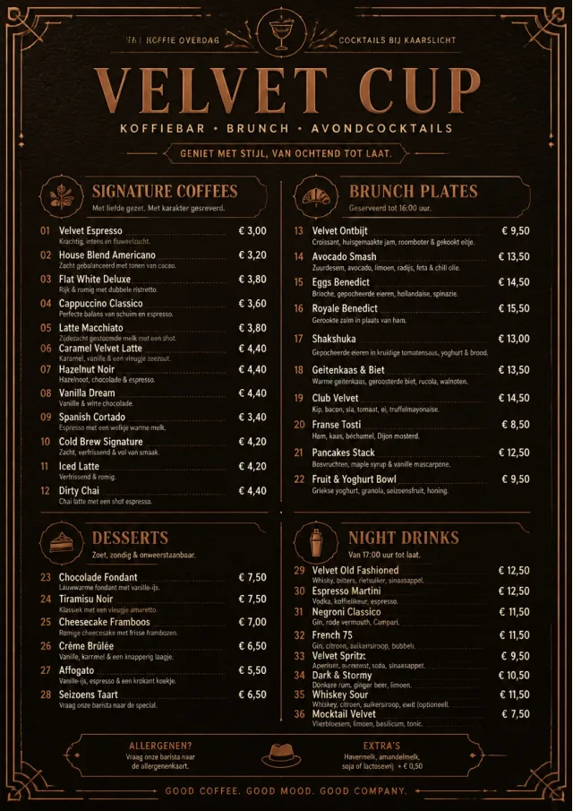 Speakeasy Leather cafe-menu menu template preview