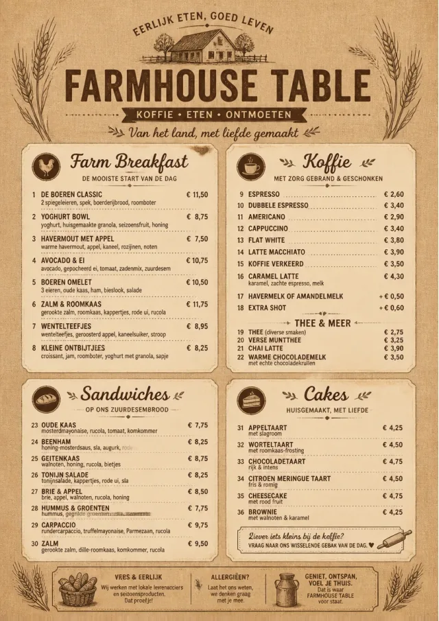 Rustic Farmhouse cafe-menu menu template preview