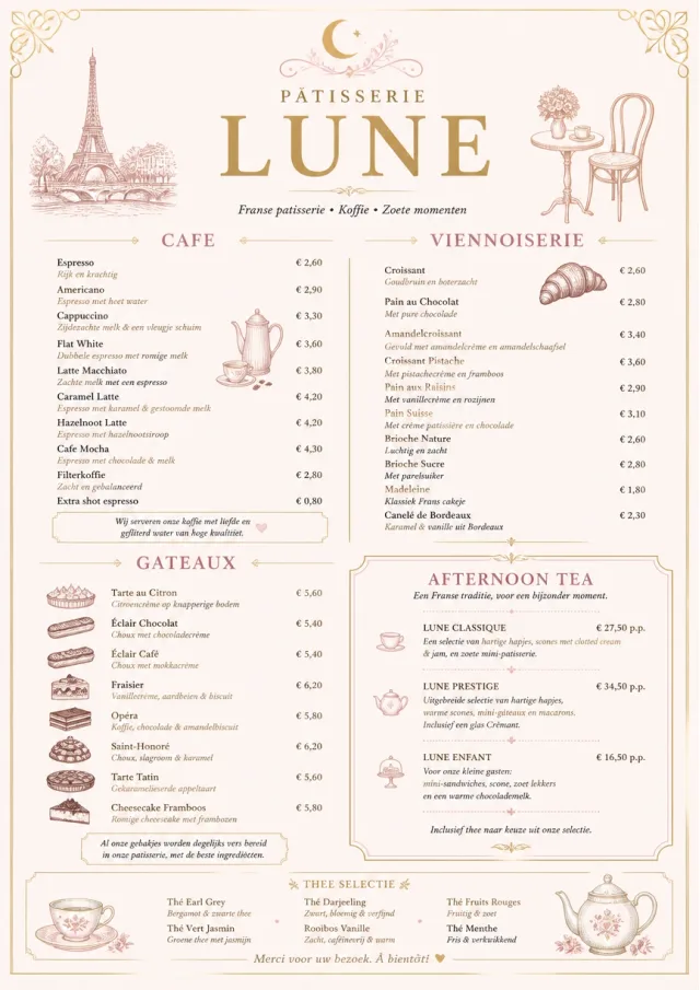 French Patisserie cafe-menu menu template preview