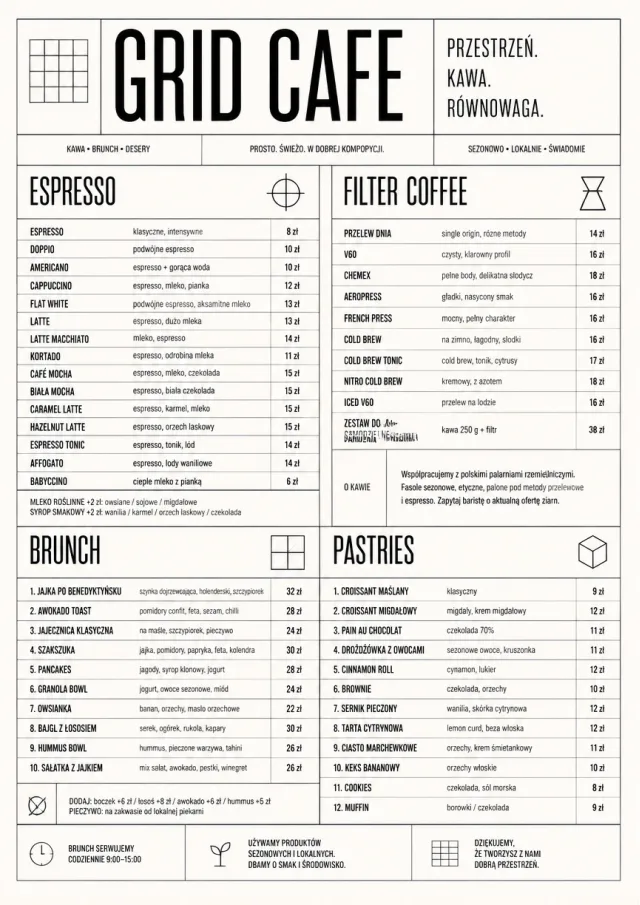 Architectural Grid cafe-menu menu template preview