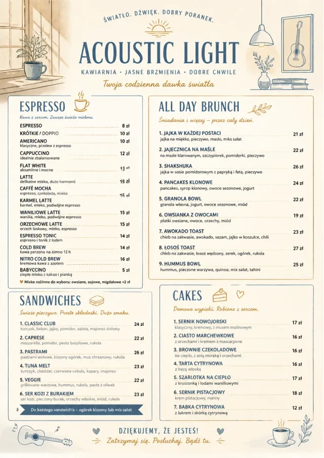 Acoustic Light cafe-menu menu template preview