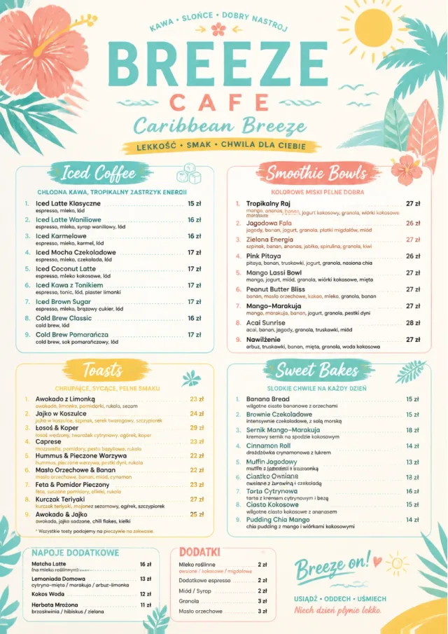 Caribbean Breeze cafe-menu menu template preview