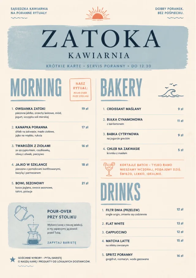 Sunrise Short Carte cafe-menu menu template preview
