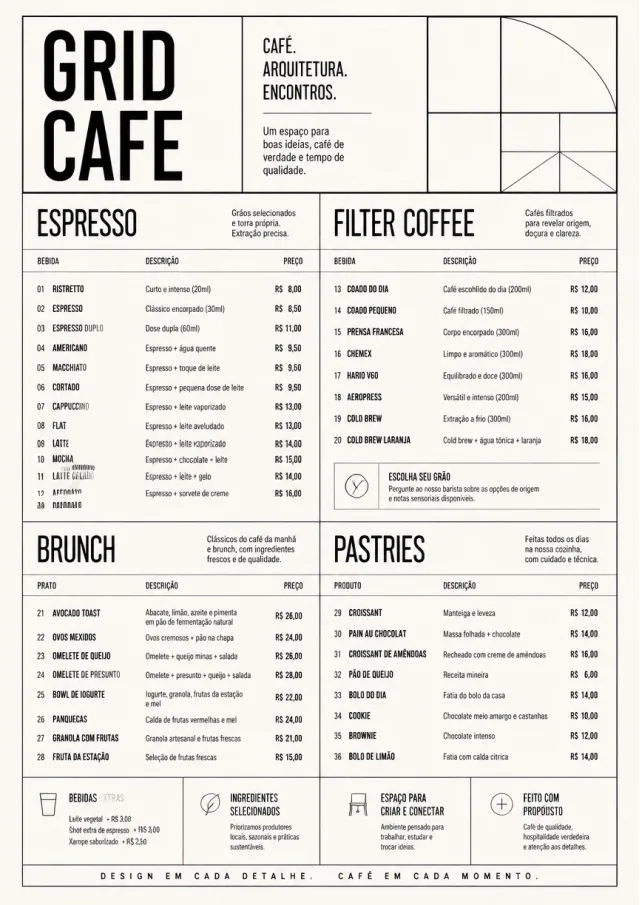 Architectural Grid cafe-menu menu template preview