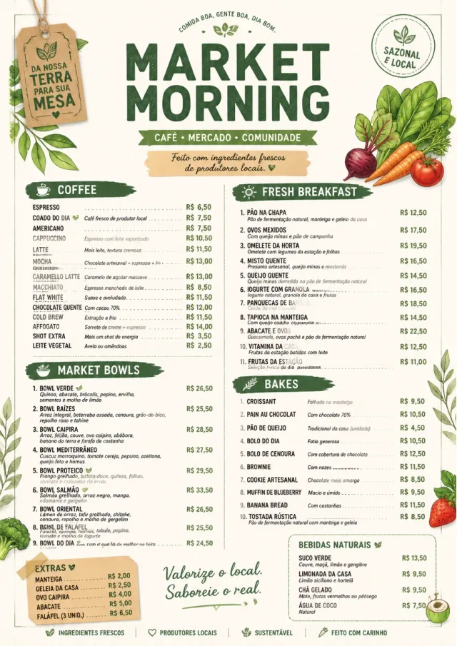 Farmers Market cafe-menu menu template preview