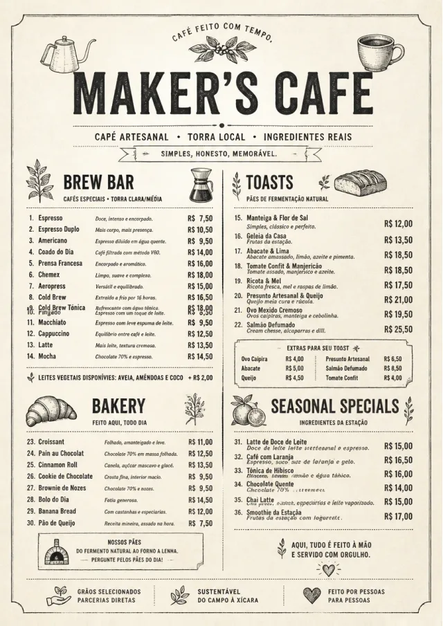 Craft Artisan cafe-menu menu template preview