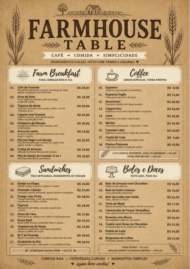 Rustic Farmhouse cafe-menu menu template preview