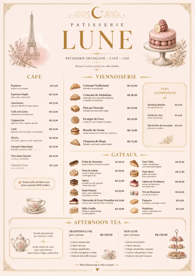 French Patisserie cafe-menu menu template preview
