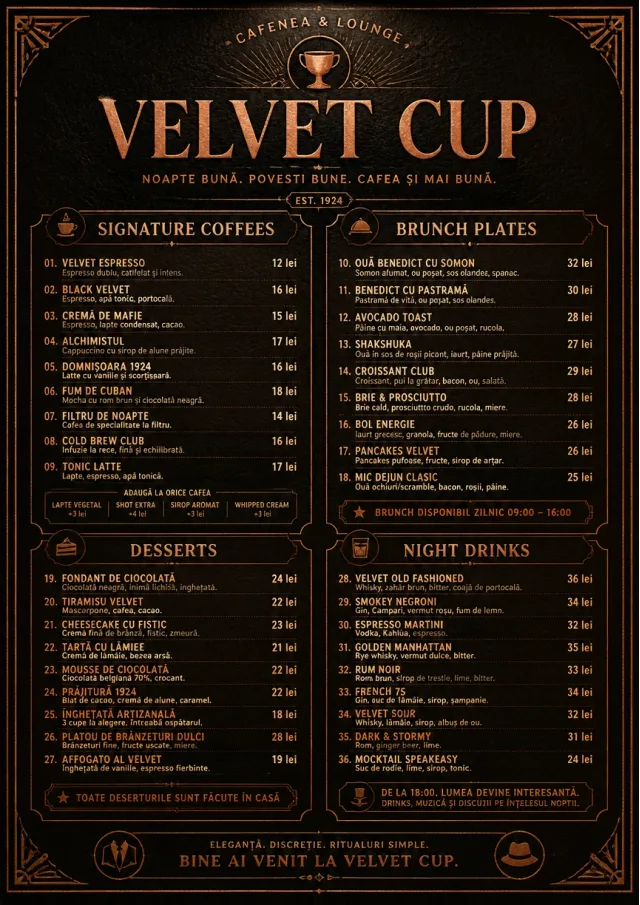 Speakeasy Leather cafe-menu menu template preview