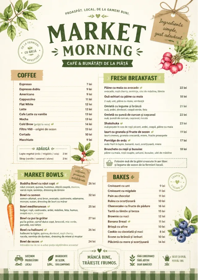 Farmers Market cafe-menu menu template preview