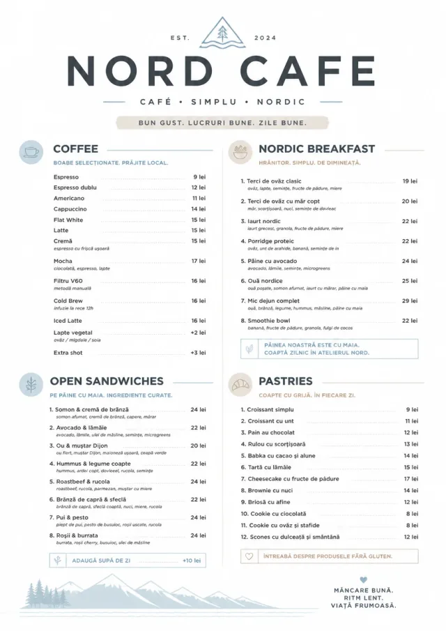 Nordic Clean cafe-menu menu template preview