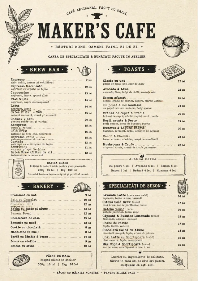 Craft Artisan cafe-menu menu template preview