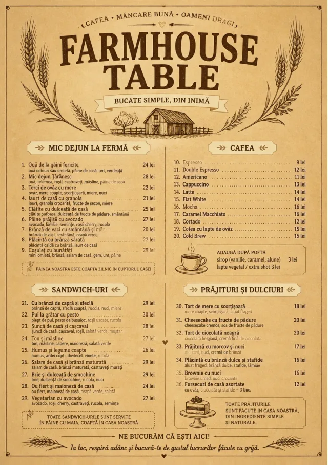 Rustic Farmhouse cafe-menu menu template preview