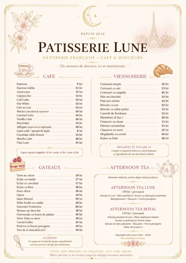 French Patisserie cafe-menu menu template preview