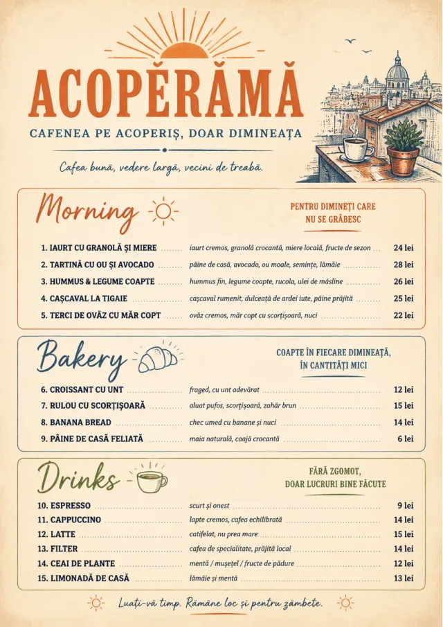 Sunrise Short Carte cafe-menu menu template preview