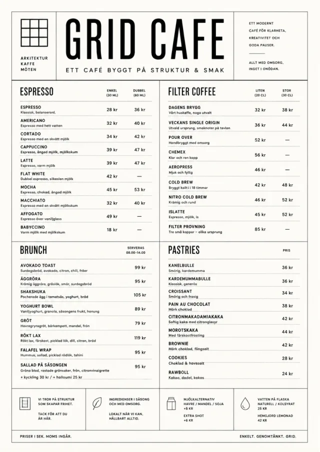 Architectural Grid cafe-menu menu template preview