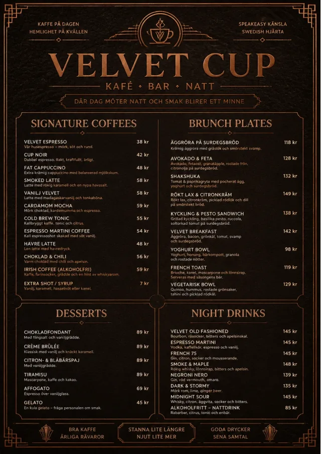 Speakeasy Leather cafe-menu menu template preview
