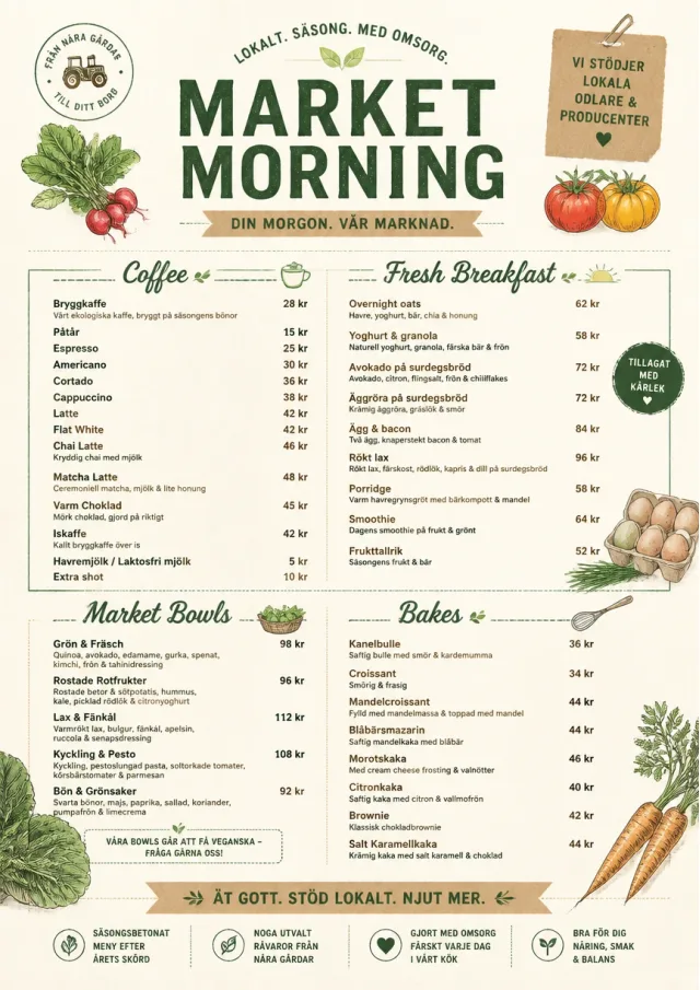 Farmers Market cafe-menu menu template preview