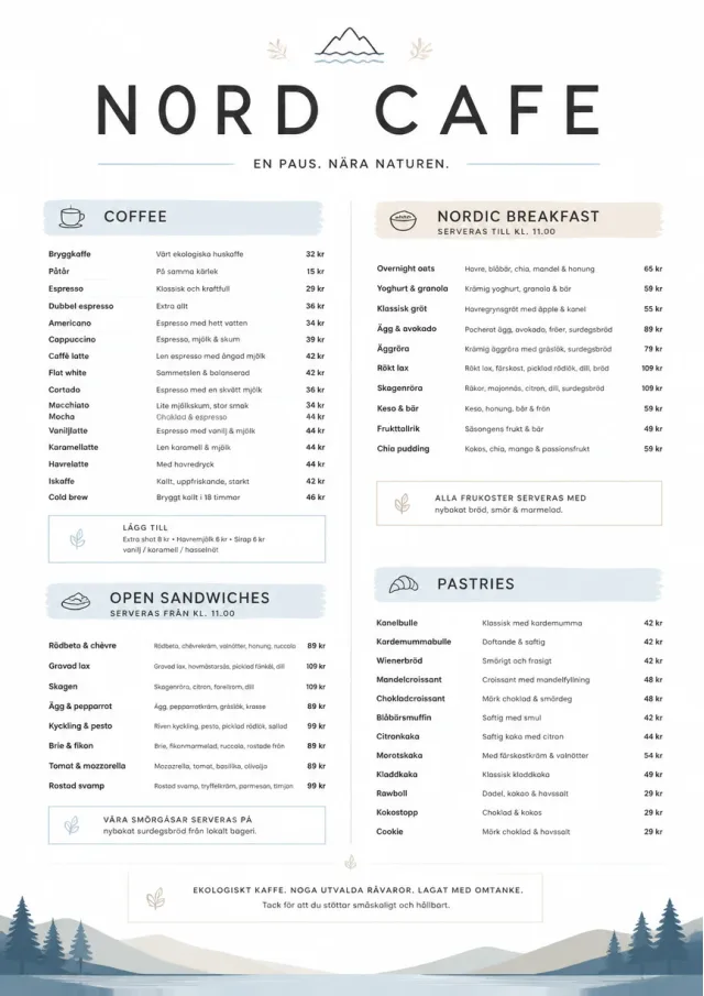 Nordic Clean cafe-menu menu template preview